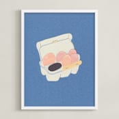 "Half Dozen Eggs" - Art Print in Navy by Elliot Stokes - Framed