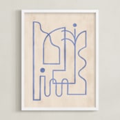 "Through My Window II" - Art Print in soft blue by Pati Cascino - Framed