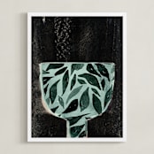 "Farmhouse_bowl_1" - Art Print in green bowl by Bethania Lima - Framed