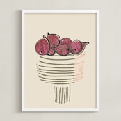 "Bowl of figs" - Art Print in ripen figs burgundy by Bethania Lima - Framed