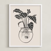 "Betta Fish" - Art Print in Black by Stefanie Lane - Framed