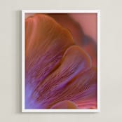 "Dreamy Oyster Mushroom" - Art Print in Coral Pink by Elena Kulikova - Framed
