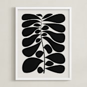 "Black Plant I" - Art Print in Moon White by Alisa Galitsyna - Framed