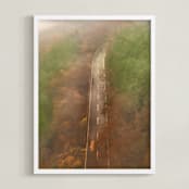 "Slow pace" - Art Print in autumn green by Van Tsao - Framed