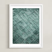 "Weaves of shadows II" - Art Print in Teal Green by Van Tsao - Framed