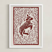 "Lamb Linocut" - Art Print in Rust by Ash Weaver - Framed