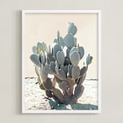 "Blue Cactus" - Art Print in Desert Blue by Wilder California - Framed