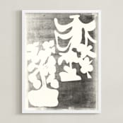 "Modern Floral Series #2" - Art Print in Black and White by Angela Simeone - Framed
