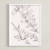 "magnolia study" - Art Print in peach by Qing Ji - Framed