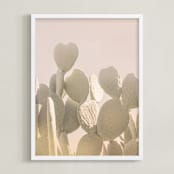 "Pink and Yellow Cactus" - Art Print in Desert Pink by Wilder California - Framed