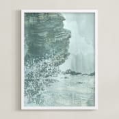 "Washed Over" - Art Print in Steel Blue by Melanie Severin - Framed