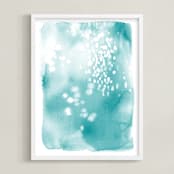 "Swim" - Art Print in Aqua by Julie Song Ink - Framed