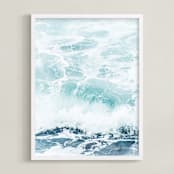 "Storm Swell" - Art Print in stormy turquoise by Kamala Nahas - Framed