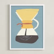 "Coffee Maker" - Art Print in Kitchen Tile Teal by Elliot Stokes - Framed