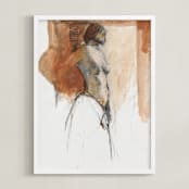 "After the Bath II" - Art Print in burnt sienna by Patricia Robitaille - Framed