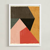 "Geo Abstract" - Art Print in Urban Red by Angel Walker - Framed