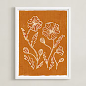 "Poppy Joy" - Art Print in Burnt Orange by Angel Walker - Framed