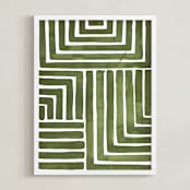 "Hard & Soft" - Art Print in Moss by Kristine Sarley - Framed