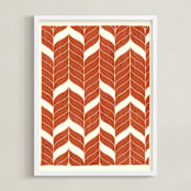 "Chevron Flow" - Art Print in Rust by Angel Walker - Framed