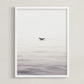"A Humpback Tale" - Art Print in Ocean Grey by Joelle Segal - Framed