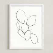 "Cactus Line Drawing" - Art Print in dusty white by Amanda Phelps - Framed