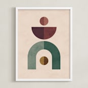 "Geometric 1" - Art Print in Emerald Green by Kelly Schmidt - Framed