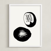 "Watermelons" - Art Print in Black on Off-white by Sonya Percival - Framed