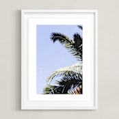 "Palm I" - Art Print in Sky Blue by Annie Montgomery - Framed
