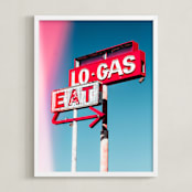 "Desert Signs" - Art Print in Bold Sign Red by Kate Baird - Framed