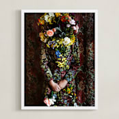 "Shes Blooming" - Art Print in Magical Rose by Theresa Bear - Framed