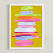 "Pillowed Rainbow" - Art Print in Tumeric by Deborah Velasquez - Framed
