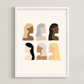 "Girls Support Girls" - Art Print in Cream by Amanda Houston - Framed