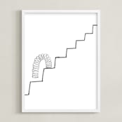 "Slinky on the Stairs" - Art Print in grayscale by Elliot Stokes - Framed