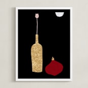 "Flower, onion, and a wine bottle" - Art Print in Red onion by Sonya Percival - Framed