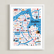 "I Love Boston" - Art Print in Ocean by Jordan Sondler - Framed