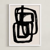 "Abstract ink brush" - Art Print in Obsidian by Cass Loh - Framed