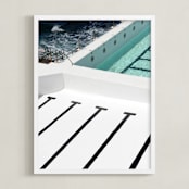 "Stripes Coastal" - Art Print in White by JD - Framed