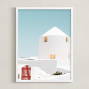 "Cycladic House II" - Art Print in Limestone by Tania Medeiros - Framed