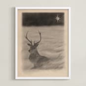 "Red Deer" - Art Print in Antler by jinseikou - Framed