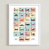 "Alphabet in Motion" - Personalized Art Print in Sherbet by Erica Krystek - Framed