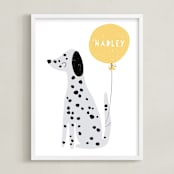 "Dalmatian" - Personalized Art Print in Lemon by Angela Thompson - Framed