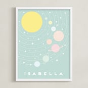 "Pastel Solar System" - Personalized Art Print in Mint by Maria Alou - Framed