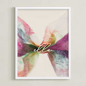 "Spread your wings" - Personalized Art Print in Tangerine by Karen Kardatzke - Framed