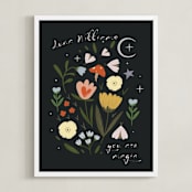 "Magic Florals" - Personalized Art Print in Chalkboard by Hannah Williams - Framed