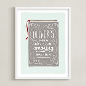 "Our Story" - Personalized Art Print in Gray by JeAnna Casper - Framed
