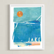 "Night Swim" - Personalized Art Print in Blue by sue prue - Framed