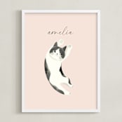 "Feline" - Personalized Art Print in Blush by Vivian Yiwing - Framed
