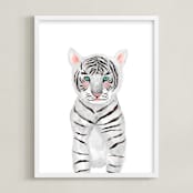 "baby animal.tiger" - Art Print in white by Cass Loh - Framed