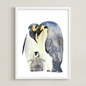 "For the Love of Penguins" - Art Print in Night Sky by Amy Ngo - Framed