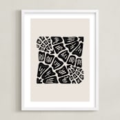 "Funky Floral" - Art Print in Sand by Carolyn Hunt - Framed